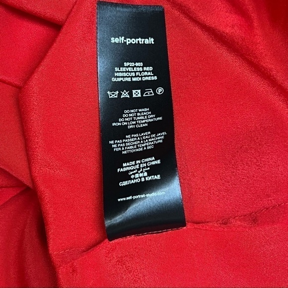 SELF-PORTRAIT Floral Crochet Lace Sweetheart Neck Sleeveless Fit & Flare Dress 4 - Picture 9 of 12